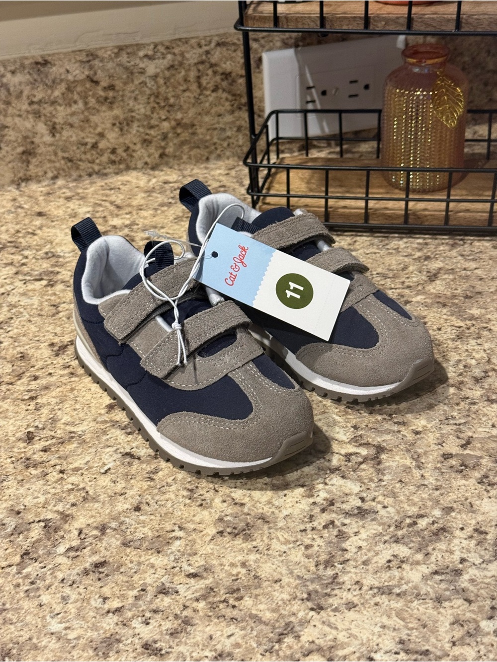 Cat & Jack Navy and Gray Kids Sneakers Unisex Size 11 No-Tie Easy On and Off